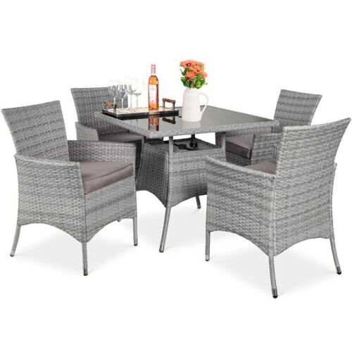 5-Piece Wicker Patio Dining Table Set w/ 4 Chairs - Lot 23