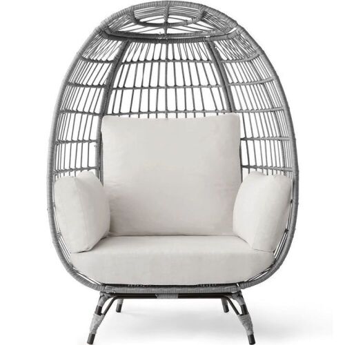 Wicker Egg Chair Oversized Indoor Outdoor Patio Lounger - Lot 50