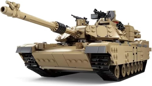 M1A2 Tank Model Kit with 5 Soldier Figures, 1:28 WW2 Army Custom Vehicles Set, 2 in 1 Tank Hummer Building Bricks Toys for Model Lovers (1463 Pieces) - Lot 3635