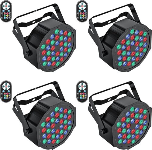 Stage Lights 36 LED Par Lights, Sound Activated Party Lights (Set of 4) - Lot 4371