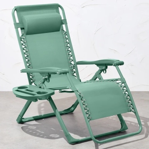 Monochromatic Zero Gravity Patio Chair Recliner w/ Side Tray, Headrest - Lot 4423