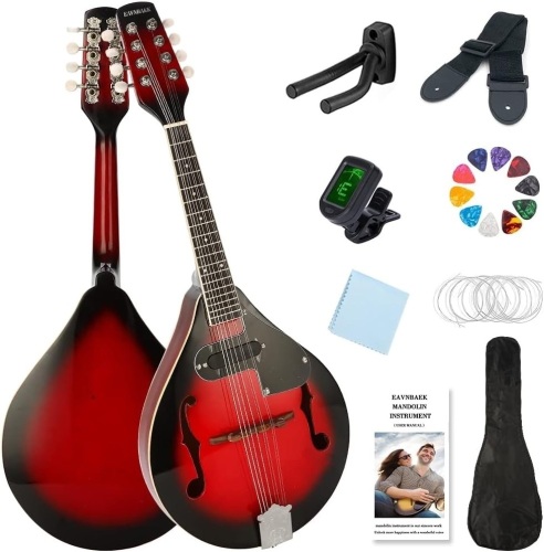 Eavnbaek A Style Mandolin Instrument for Beginners Adult 8 String Acoustic Mandolins (Redburst) - Lot 4665