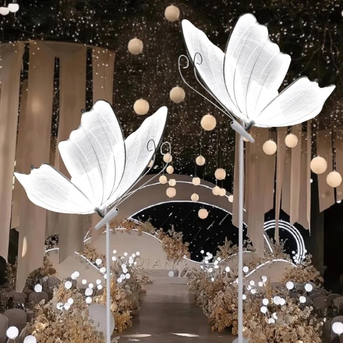 CAMINI Wedding Butterfly Decoration Floor Lamp, 2PCS Butterfly Lamp Ceiling Decoration Props for Wedding Party Birthday Rental Business(80cm/31.4in,White,2PCS) - Lot 4671