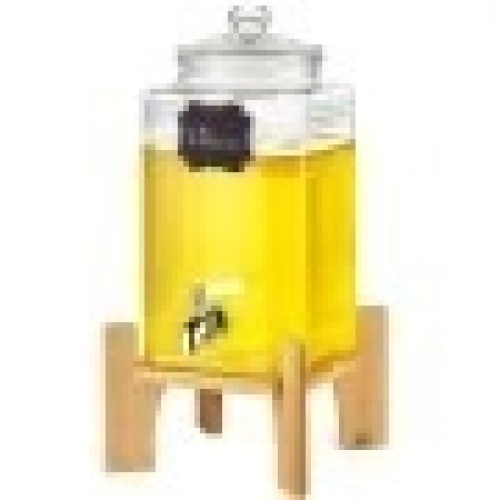 VEVOR Beverage Dispenser, 1.5 Gallon Drink Dispensers for Parties, Glass Juice Dispenser with Stand, Stainless Steel Spigot, Iced Tea Lemonade Juice Water Dispenser, for Restaurants, Hotels, Parties - Lot 4642