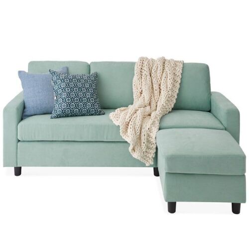 Upholstered Sectional Sofa Couch w/ Chaise Lounge, Reversible Ottoman Bench - Lot 31
