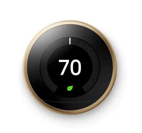 Google Nest Smart Wi-Fi Learning Thermostat, Brass & Nest Thermostat Trim Kit, Snow - Lot 73