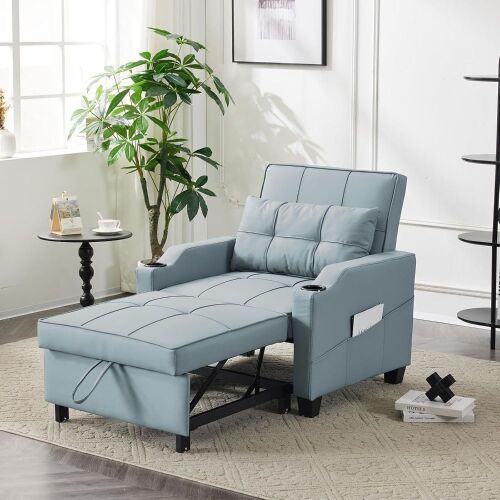 3-in-1 Pull Out Sofa Bed Convertible Reading Chair with USB/Type C Ports  - Lot 77