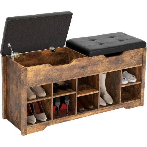 Lift Top Shoe Storage Bench with Cushion - Lot 110