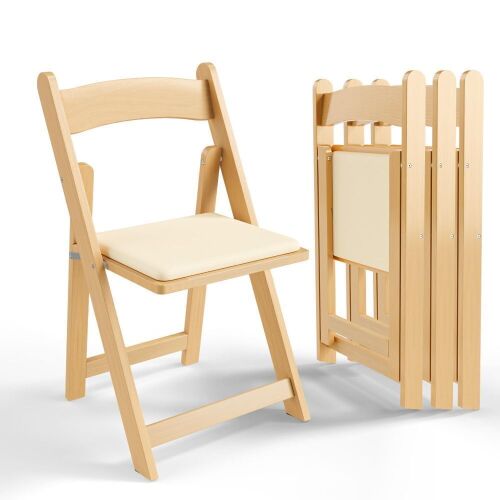VINGLI Wooden Folding Chairs with Padded Cushion, 4 Pack  - Lot 114