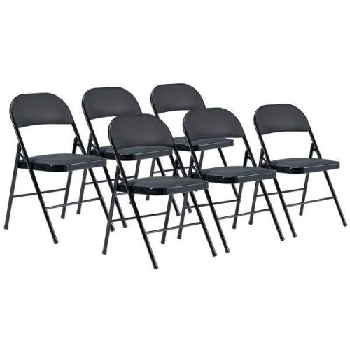 Plastic Padded Stackable Folding Chairs, 6 Pack - 1 Chair has Dented Leg - Lot 169
