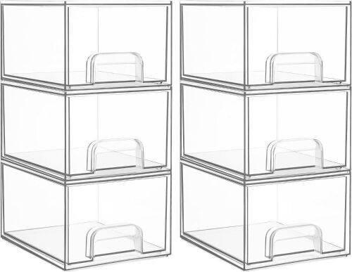 Vtopmart 6 Pack Clear Stackable Storage Drawers - Lot 196