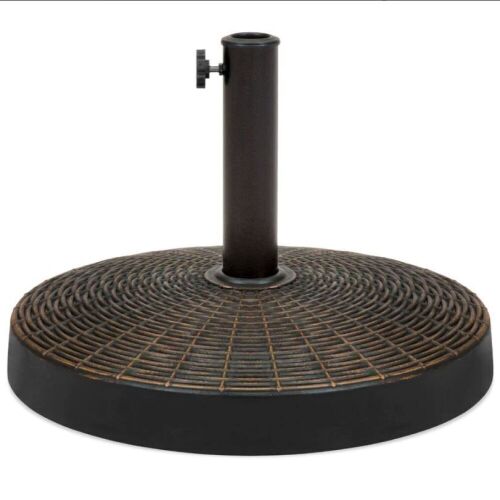 55lb Round Wicker Style Patio Umbrella Stand w/ Blackened Bronze Finish - Lot 239