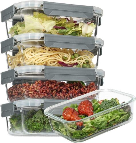 Vtopmart 5 Pack 35oz Glass Food Storage Containers with Lids - Lot 281