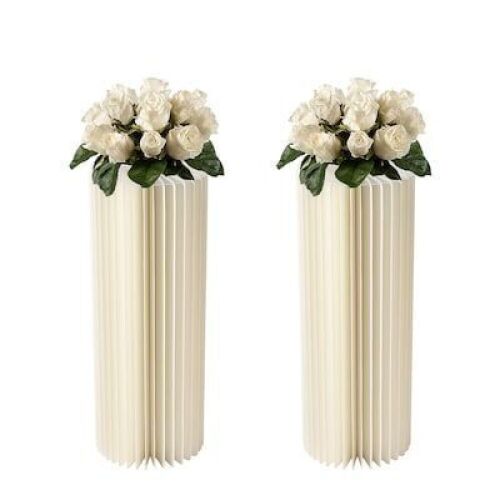 Foldable Cardboard Cylinder Indoor/Outdoor Round Composite Plant Stand, 2 Pack - Lot 288