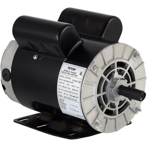 Air Compressor Electric Motor, 5 HP SPL 3450 RPM, 208-230 Volt 3.1 KW Single Phase, 56 Frame 5/8" Keyed Shaft 60 Hz - Lot 297