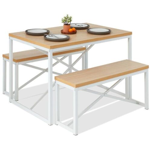 3-Piece Bench Style Dining Furniture Set w/ 2 Benches, Table - 45.5in - Lot 309