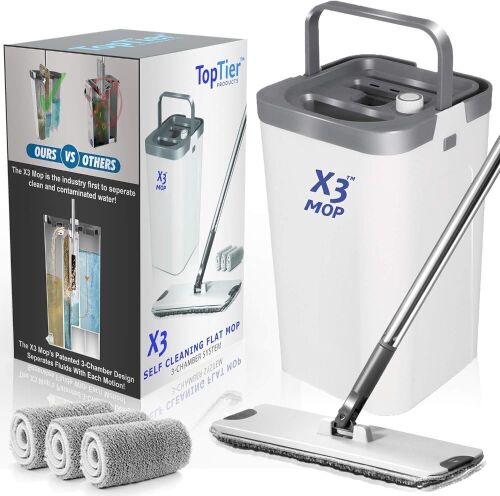 X3 Mop, Separates Dirty and Clean Water, 3-Chamber Design - Lot 312