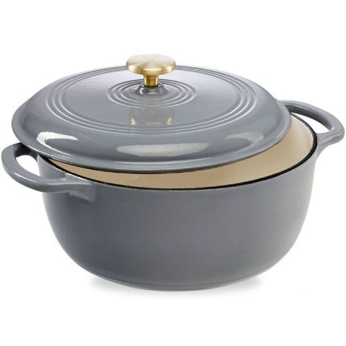 Cast-Iron Dutch Oven Kitchen Cookware w/ Enamel, Handles - 7.5qt - Lot 313