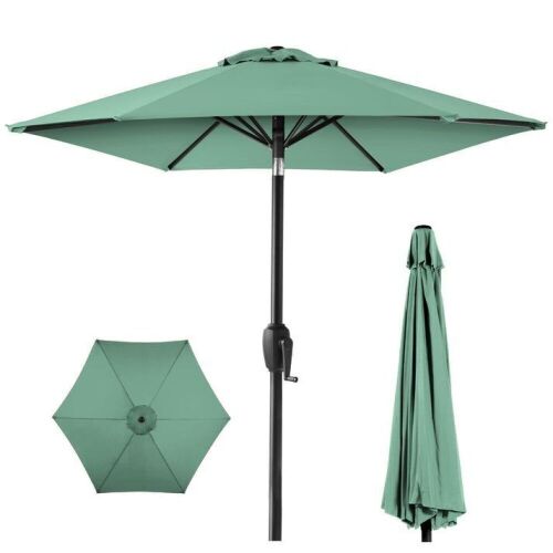 Outdoor Market Patio Umbrella w/ Push Button Tilt, Crank Lift - 7.5ft - Lot 316