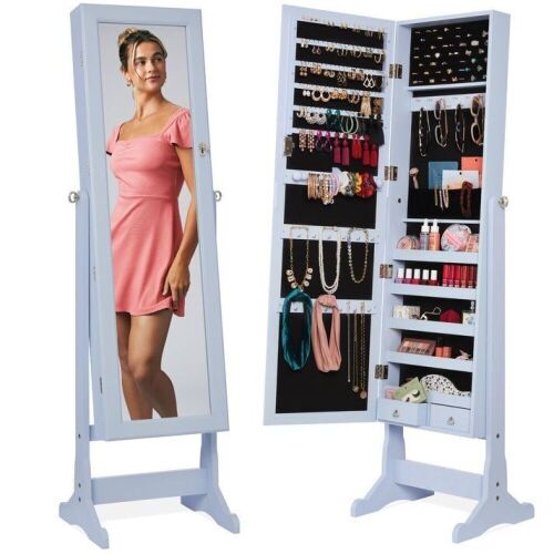 Full Length Freestanding Jewelry Mirror Armoire w/ Velvet Interior - Lot 405