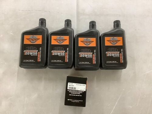 360 Twin Oil Filter & (4) Quarts 20W50 Oil  - Lot 408