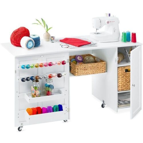 Large Portable Folding Sewing Table Multipurpose Craft Station w/ Wheels - Lot 459