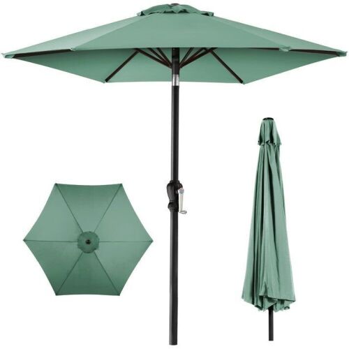 Outdoor Steel Market Patio Umbrella Decoration w/ Tilt, Crank Lift - 10ft - Lot 533