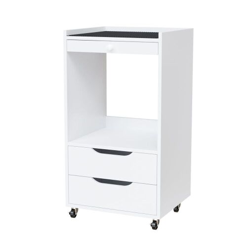 OmySalon Wooden Rolling Utility Esthetician Trolley Cart with Non-Slip Pads & Open Shelf 2 Dreawers - Lot 584