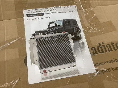 Aluminum Radiator for 1987-2006 Jeep Wrangler TJ YJ 2.4 2.5 4.0 4.2L - Lot 747