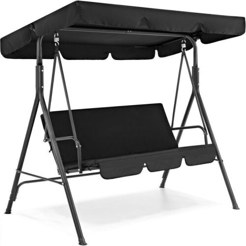 2-Person Outdoor Canopy Swing Glider Furniture w/ Cushions, Steel Frame - Lot 686