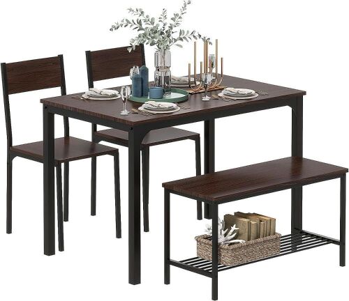 43" Dining Room Table with Bench and 2 Chairs - Lot 85