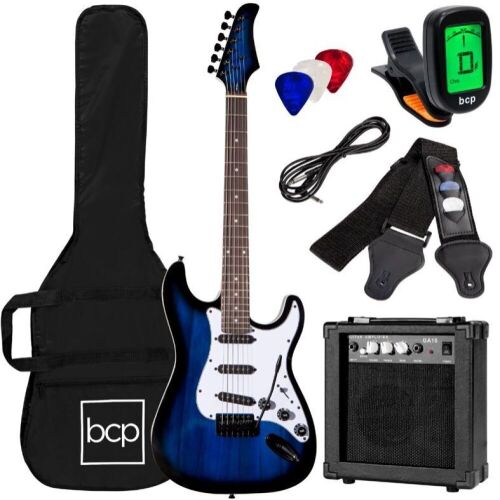 Beginner Electric Guitar Kit w/ Case, 10W Amp, Tremolo Bar - 39in - Lot 884