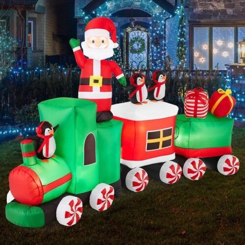 Pre-lit Inflatable Christmas Train & Animated Santa Claus - 8.5ft - Lot 896