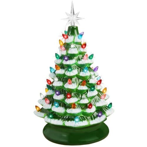 Pre-Lit Ceramic Tabletop Christmas Tree with Lights- 15in - Lot 595