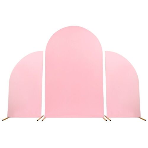 Wedding Arch Backdrop Stand w/ Pink Cover, Set of 3  - Lot 218