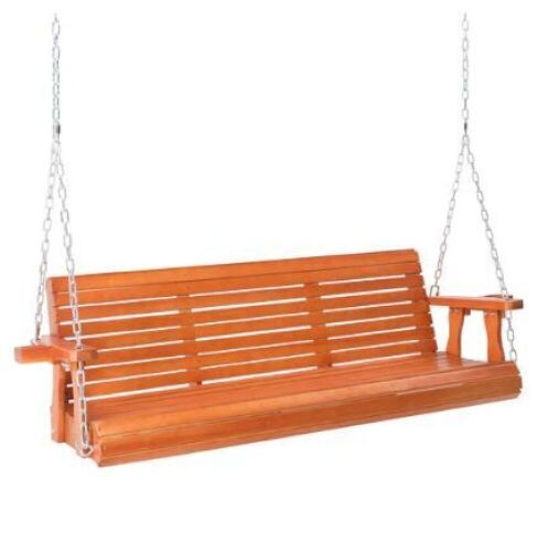 VINGLI 5FT Wooden Patio Porch Swing with Cup Holder Heavy Duty 880lbs - Lot 365