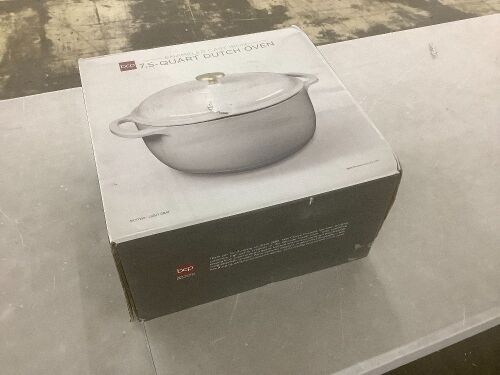 Cast-Iron Dutch Oven Kitchen Cookware w/ Enamel, Handles - 7.5qt - Lot 671