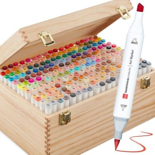 Alcohol-Based Marker Pen Kit w/ Brush & Chisel Tip, Carrying Case - 228ct - Lot 863
