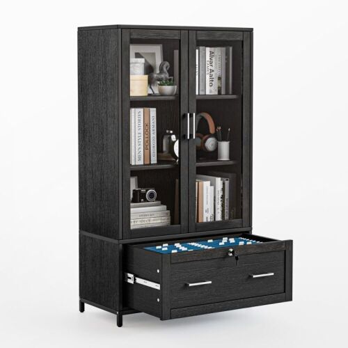  4 Tier File Cabinet Bookcase with Lockable Letter+Legal Size Drawer & Adjustable Shelves - Lot 42
