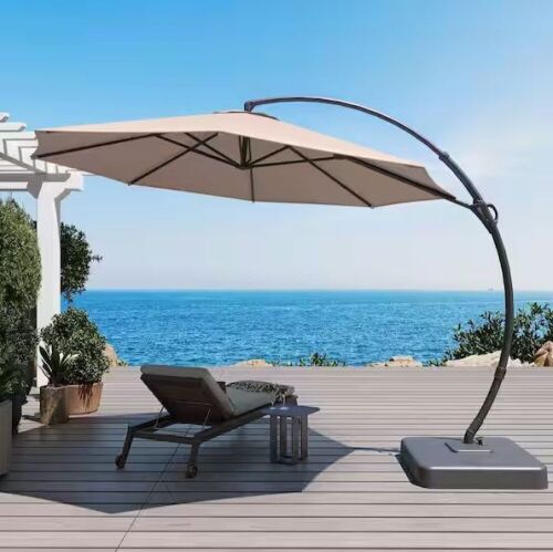Lausaint Home 12 ft. Aluminum Cantilever Patio Umbrella in Champagne - Lot 37