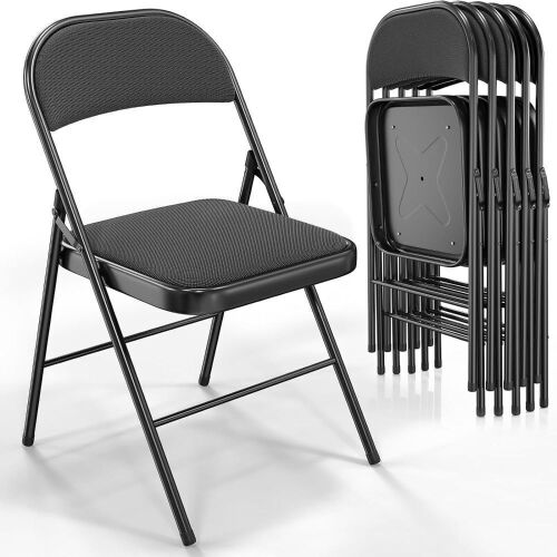 VINGLI 350 lbs Folding Chairs with Padded Seats, 6 Pack  - Lot 506