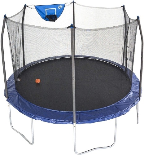 Skywalker Trampolines 12-Foot Jump N’ Dunk Trampoline with Enclosure Net - Basketball Trampoline - Lot 26
