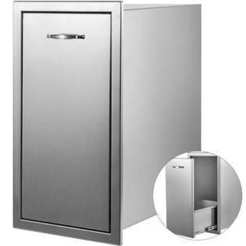 VEVOR Drawer Outdoor Kitchen Bbq Island Narrow Trash Bin Stainless Steel 26" x 13.5"  - Lot 52