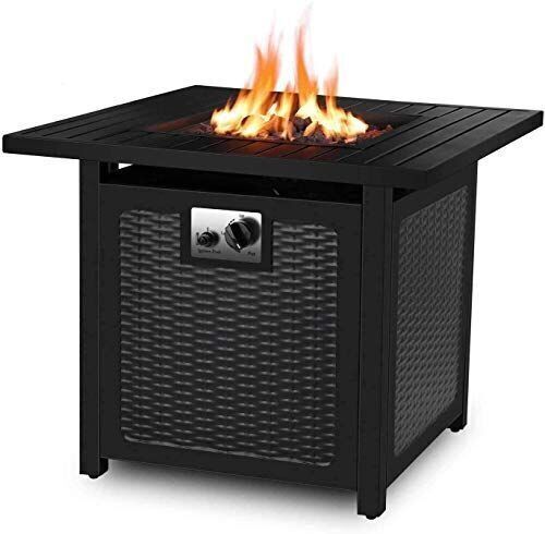 femor 30″ Propane Gas Fire Pit, 50,000 BTU Auto-Ignition Fire Bowl with Waterproof Firepit Table Cover & Lava Rock - Lot 94