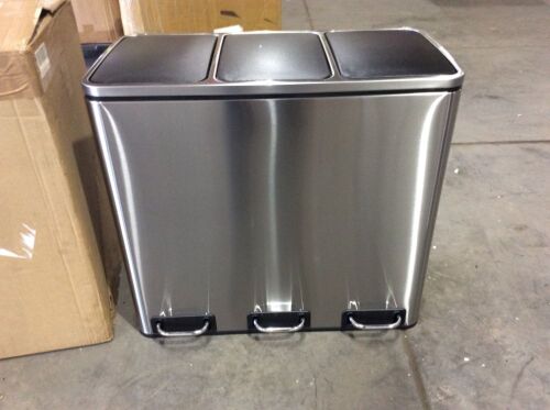 OKVAC 14.3 Gallon Pedal Step Trash Can with Plastic Inner Buckets & Carry Handles - Lot 123