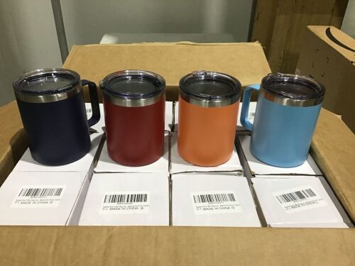 Case of (21) Stainless Steel Coffee Mugs, Assorted Colors - Lot 195