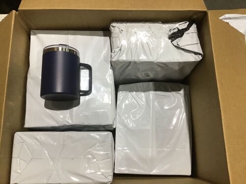 Case of (20) Stainless Steel Coffee Mugs with Lid, Dark Blue - Lot 199