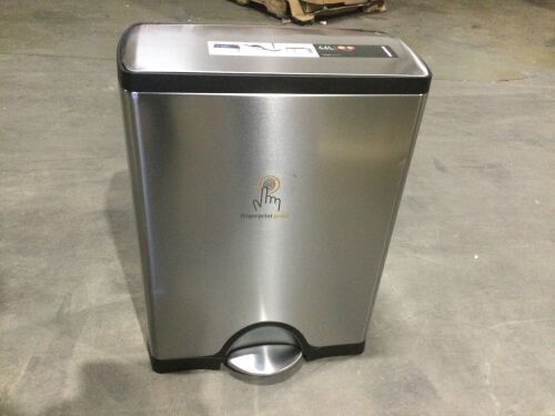 simplehuman 12.2 Gallon Rectangular Dual Compartment Step Trash Can, Brushed Stainless Steel - Lot 277