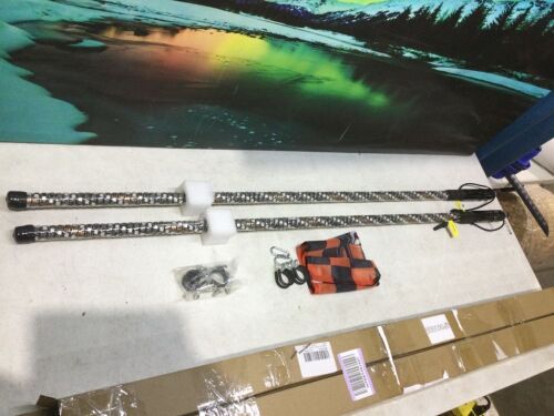 Lot of (2) Auxbeam 4ft LED RGB Lighted Whip for UTV ATV  - Lot 288