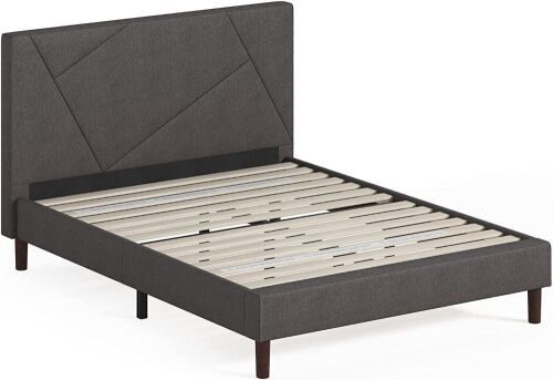 ZINUS Judy Upholstered Geometric Paneled Platform Bed Frame, Wood Slat Support, Full - Lot 290